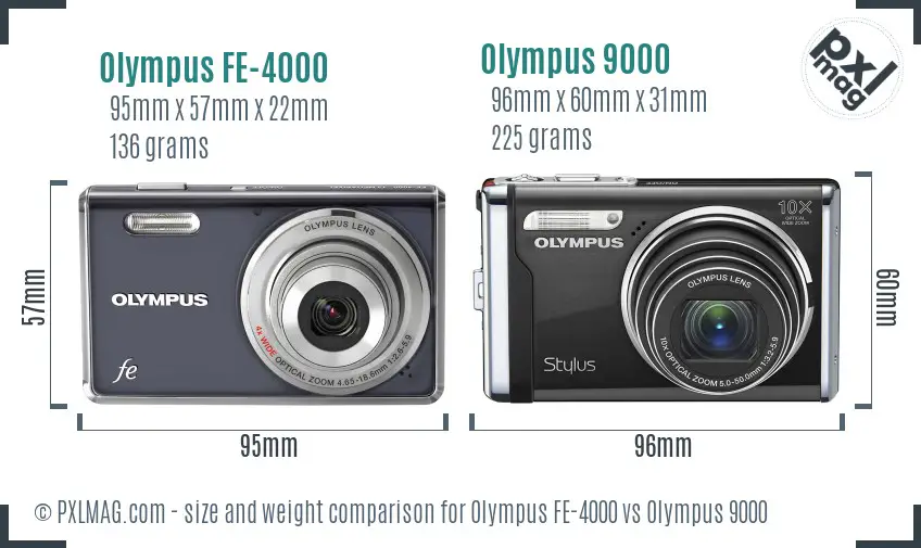 Olympus FE-4000 vs Olympus 9000 size comparison