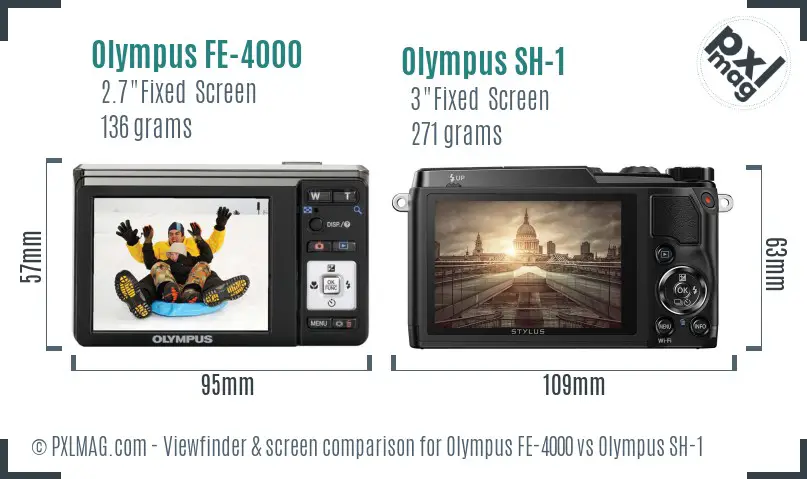 Olympus FE-4000 vs Olympus SH-1 Screen and Viewfinder comparison