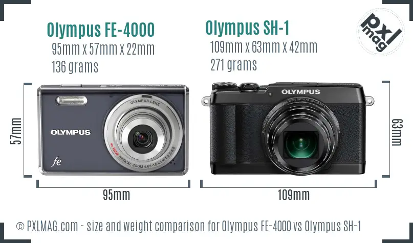 Olympus FE-4000 vs Olympus SH-1 size comparison