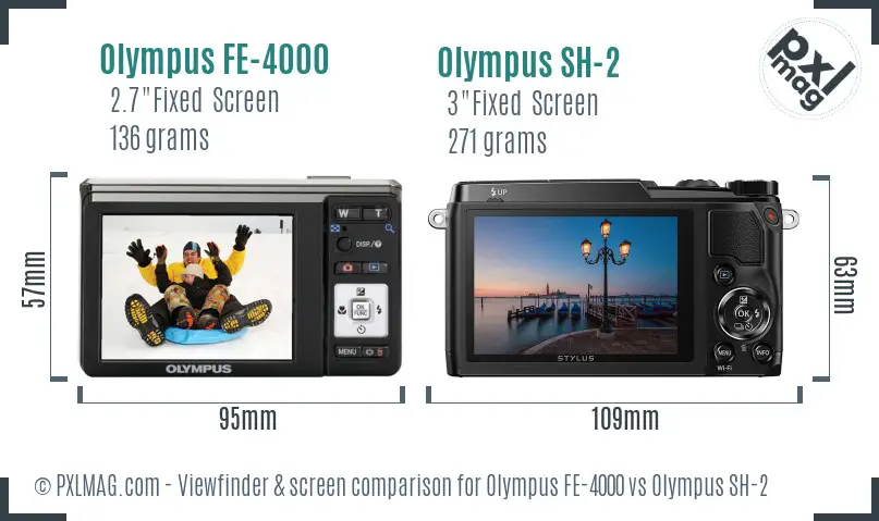 Olympus FE-4000 vs Olympus SH-2 Screen and Viewfinder comparison