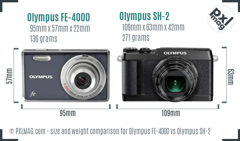Olympus FE-4000 vs Olympus SH-2 size comparison