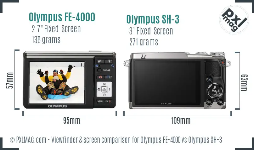 Olympus FE-4000 vs Olympus SH-3 Screen and Viewfinder comparison