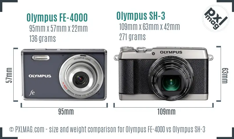 Olympus FE-4000 vs Olympus SH-3 size comparison