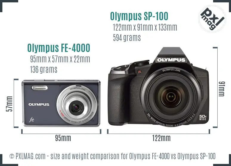 Olympus FE-4000 vs Olympus SP-100 size comparison