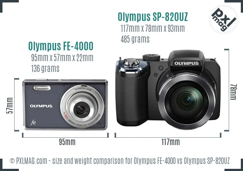 Olympus FE-4000 vs Olympus SP-820UZ size comparison