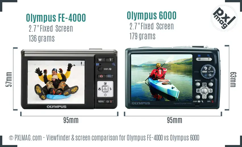 Olympus FE-4000 vs Olympus 6000 Screen and Viewfinder comparison
