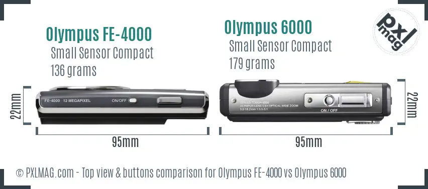 Olympus FE-4000 vs Olympus 6000 top view buttons comparison