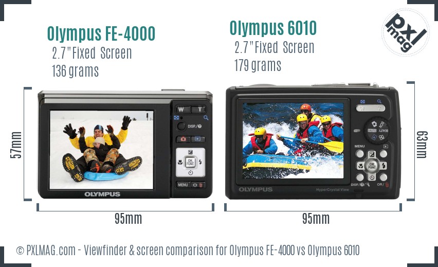 Olympus FE-4000 vs Olympus 6010 Screen and Viewfinder comparison