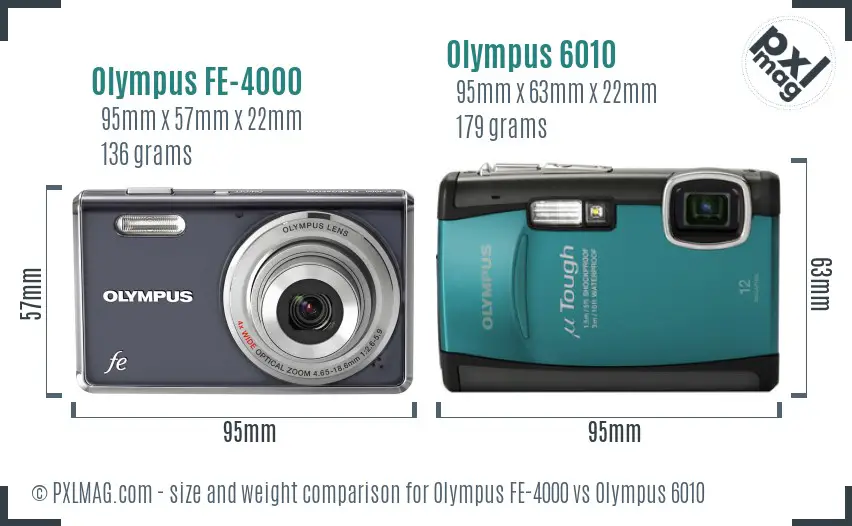 Olympus FE-4000 vs Olympus 6010 size comparison