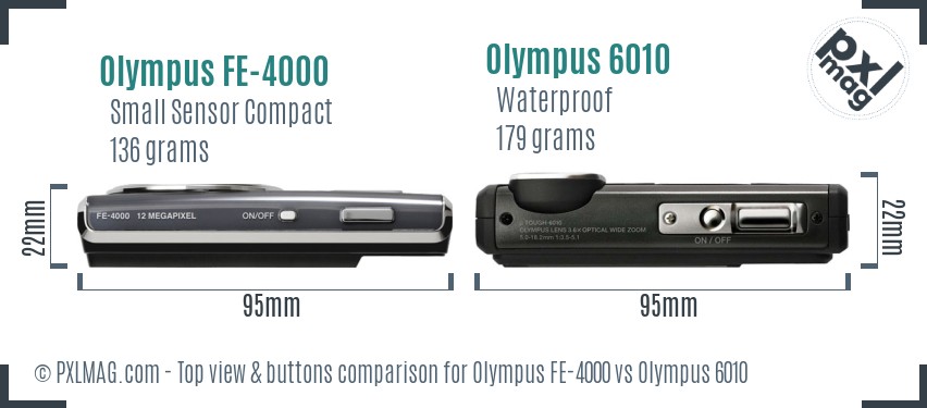Olympus FE-4000 vs Olympus 6010 top view buttons comparison