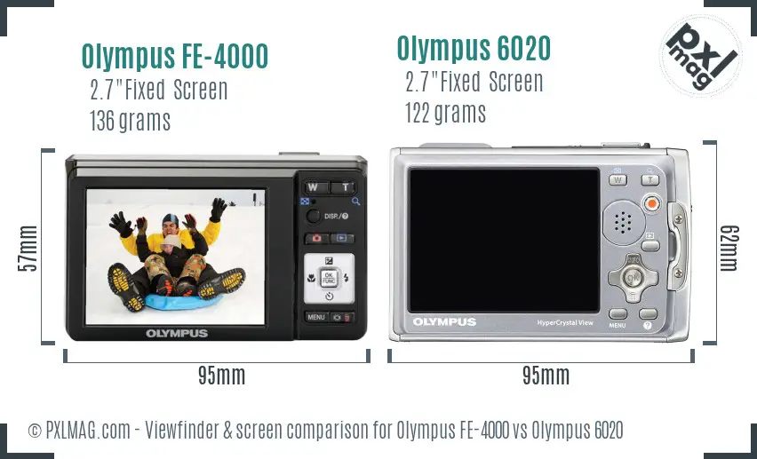 Olympus FE-4000 vs Olympus 6020 Screen and Viewfinder comparison