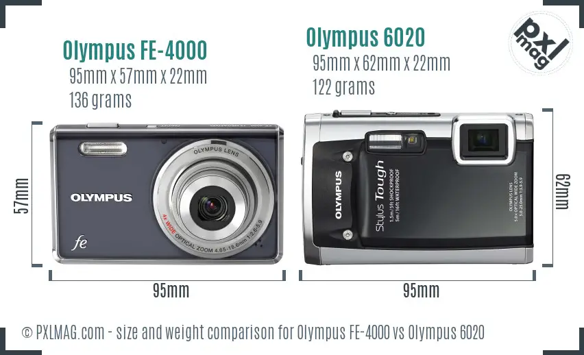 Olympus FE-4000 vs Olympus 6020 size comparison