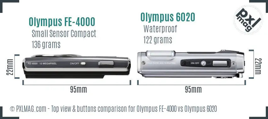 Olympus FE-4000 vs Olympus 6020 top view buttons comparison