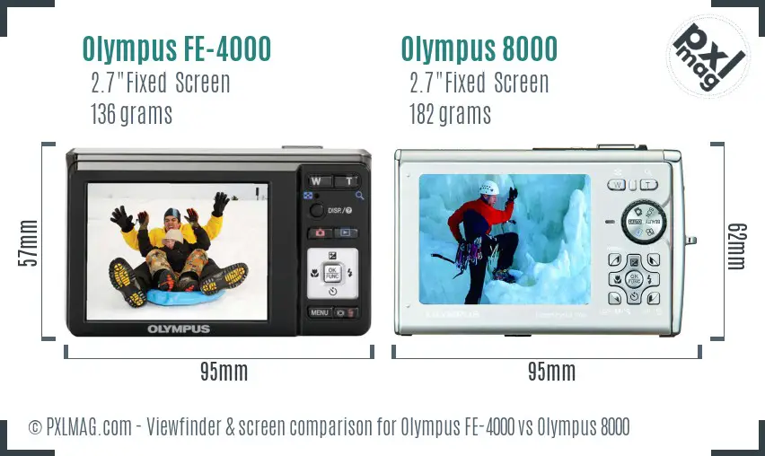 Olympus FE-4000 vs Olympus 8000 Screen and Viewfinder comparison