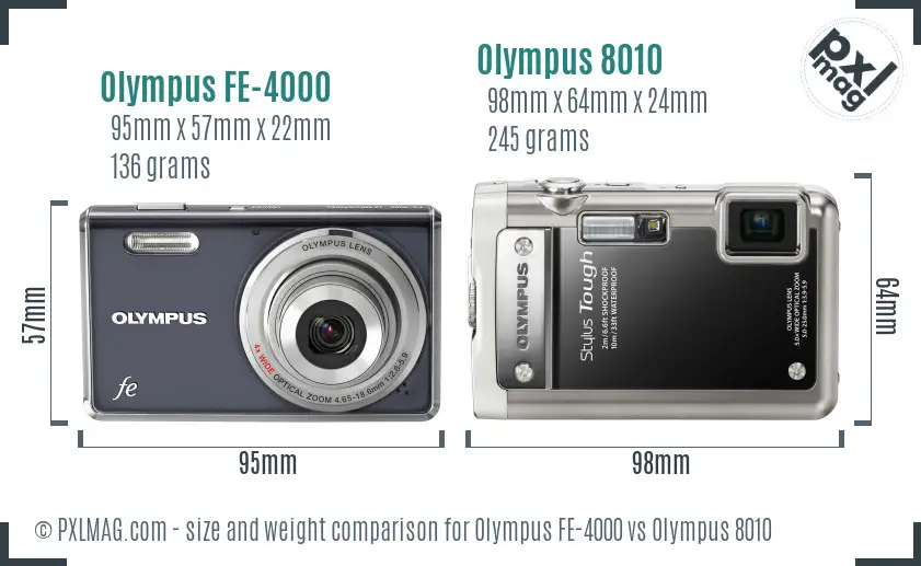 Olympus FE-4000 vs Olympus 8010 size comparison