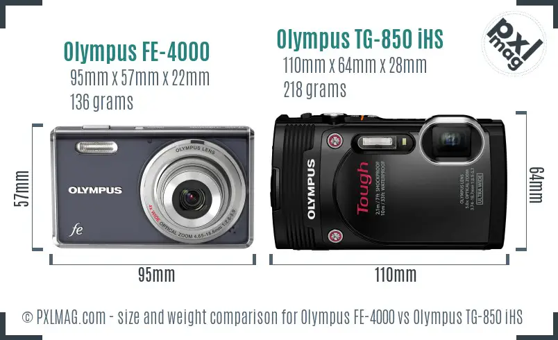 Olympus FE-4000 vs Olympus TG-850 iHS size comparison