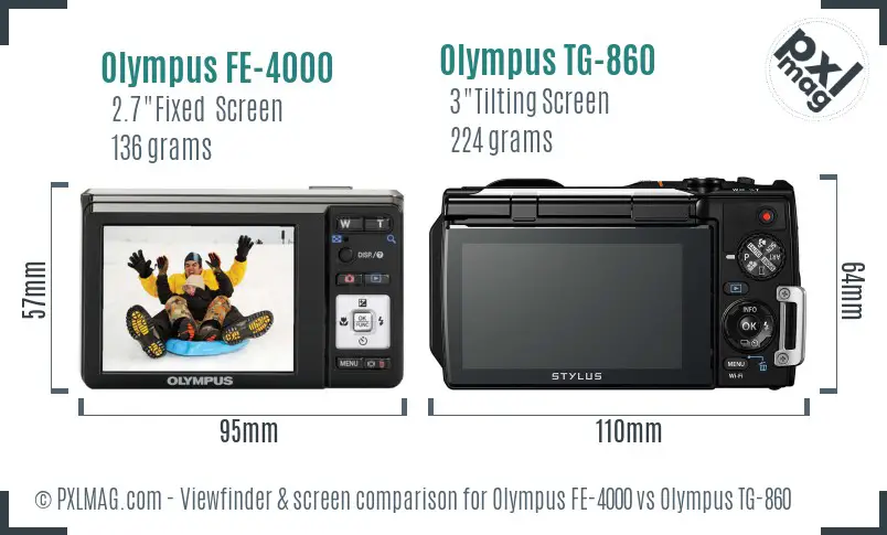 Olympus FE-4000 vs Olympus TG-860 Screen and Viewfinder comparison