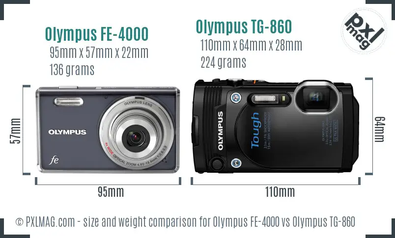 Olympus FE-4000 vs Olympus TG-860 size comparison