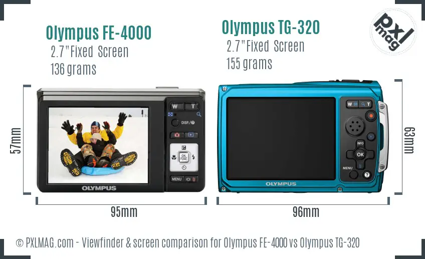 Olympus FE-4000 vs Olympus TG-320 Screen and Viewfinder comparison