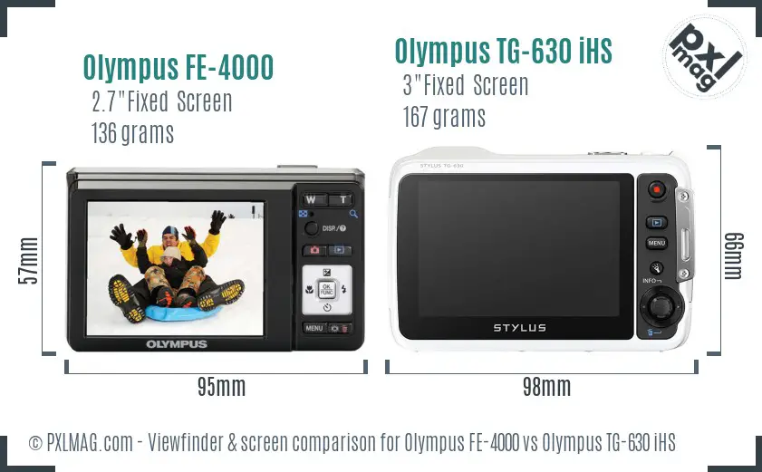 Olympus FE-4000 vs Olympus TG-630 iHS Screen and Viewfinder comparison