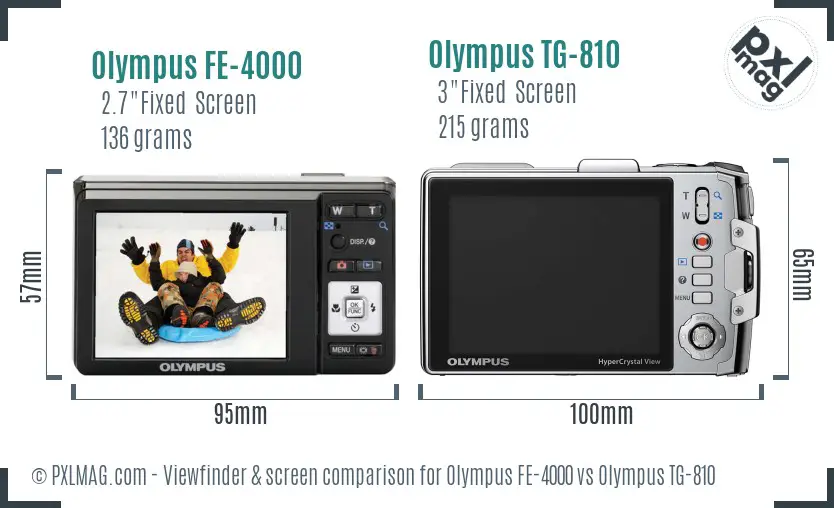 Olympus FE-4000 vs Olympus TG-810 Screen and Viewfinder comparison Olympus FE-4000 vs Olympus TG-810 Screen and Viewfinder comparison