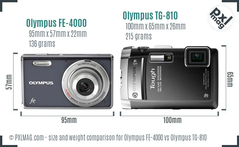 Olympus FE-4000 vs Olympus TG-810 size comparison