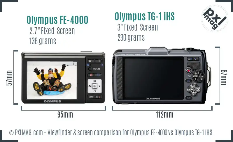 Olympus FE-4000 vs Olympus TG-1 iHS Screen and Viewfinder comparison