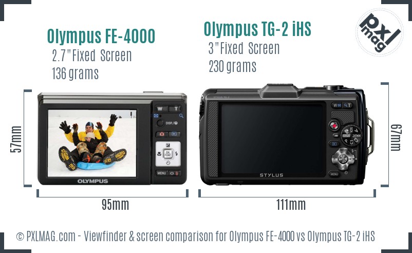 Olympus FE-4000 vs Olympus TG-2 iHS Screen and Viewfinder comparison