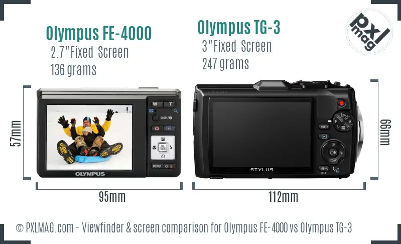 Olympus FE-4000 vs Olympus TG-3 Screen and Viewfinder comparison
