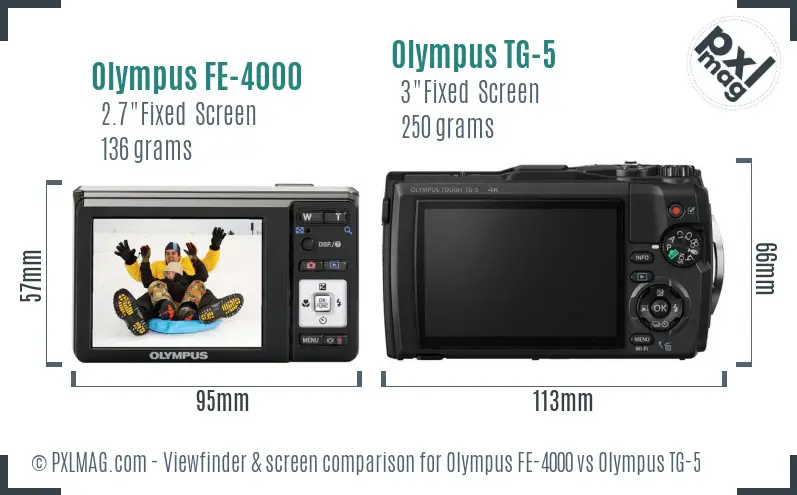 Olympus FE-4000 vs Olympus TG-5 Screen and Viewfinder comparison