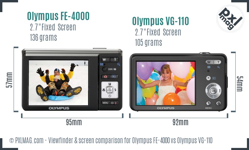 Olympus FE-4000 vs Olympus VG-110 Screen and Viewfinder comparison