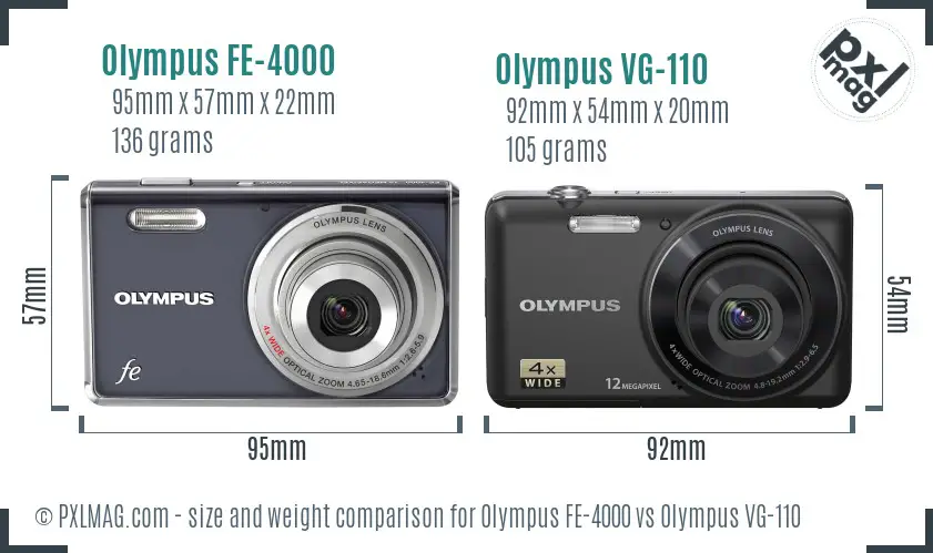 Olympus FE-4000 vs Olympus VG-110 size comparison