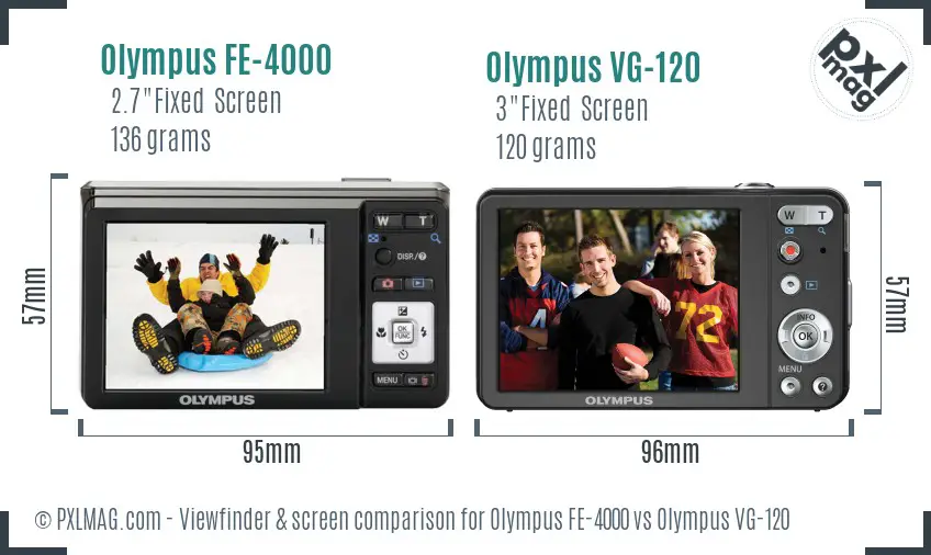 Olympus FE-4000 vs Olympus VG-120 Screen and Viewfinder comparison