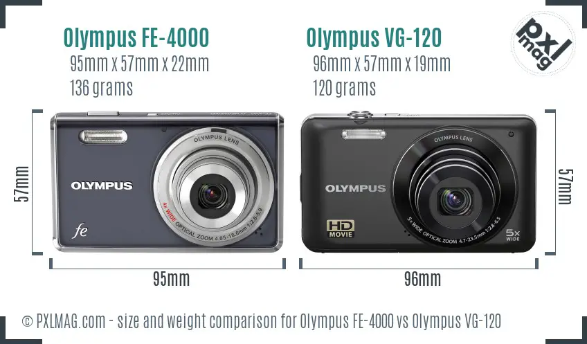 Olympus FE-4000 vs Olympus VG-120 size comparison