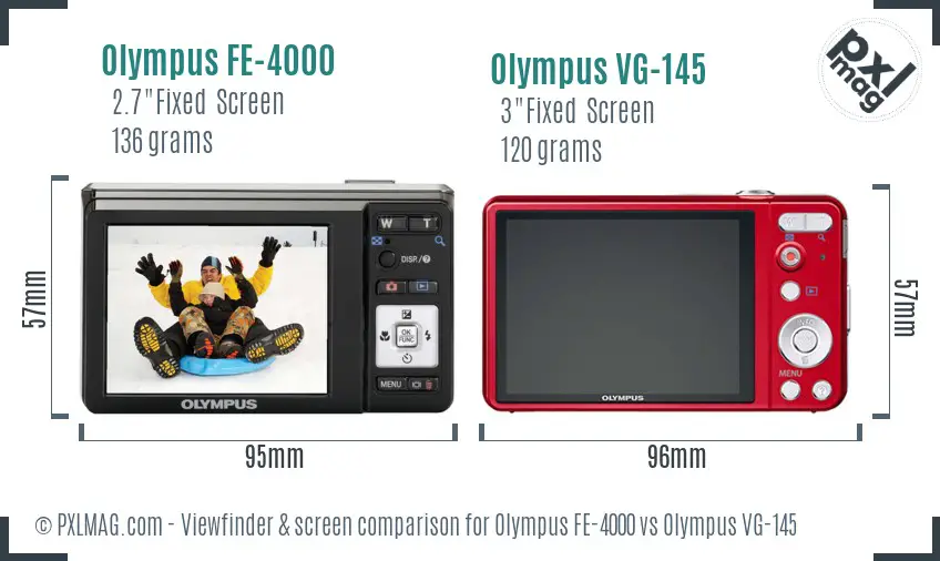 Olympus FE-4000 vs Olympus VG-145 Screen and Viewfinder comparison