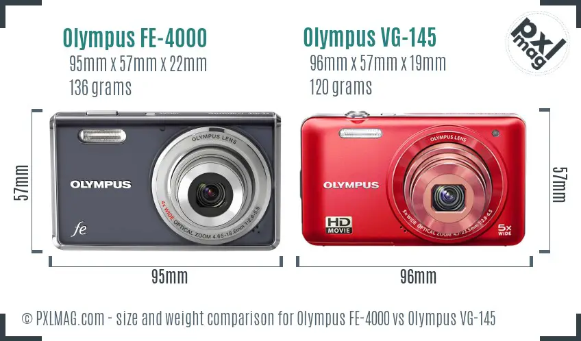 Olympus FE-4000 vs Olympus VG-145 size comparison
