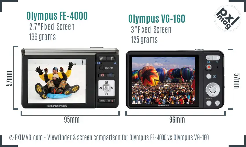 Olympus FE-4000 vs Olympus VG-160 Screen and Viewfinder comparison