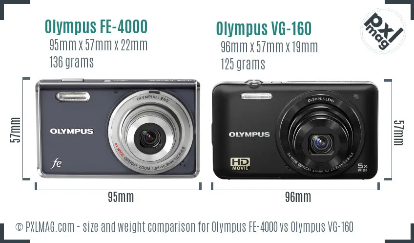 Olympus FE-4000 vs Olympus VG-160 size comparison