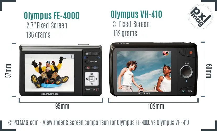 Olympus FE-4000 vs Olympus VH-410 Screen and Viewfinder comparison