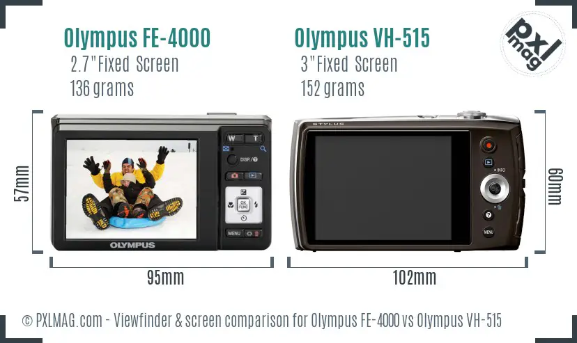 Olympus FE-4000 vs Olympus VH-515 Screen and Viewfinder comparison