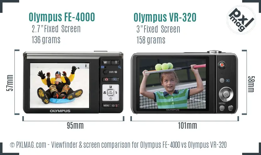 Olympus FE-4000 vs Olympus VR-320 Screen and Viewfinder comparison