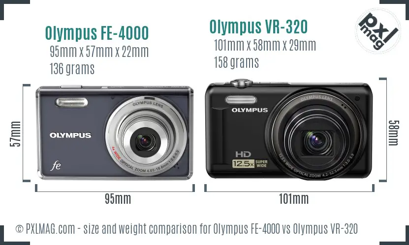 Olympus FE-4000 vs Olympus VR-320 size comparison