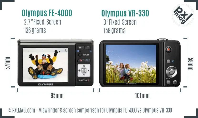 Olympus FE-4000 vs Olympus VR-330 Screen and Viewfinder comparison