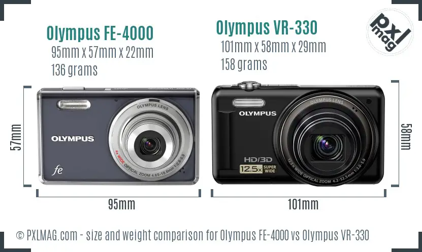 Olympus FE-4000 vs Olympus VR-330 size comparison