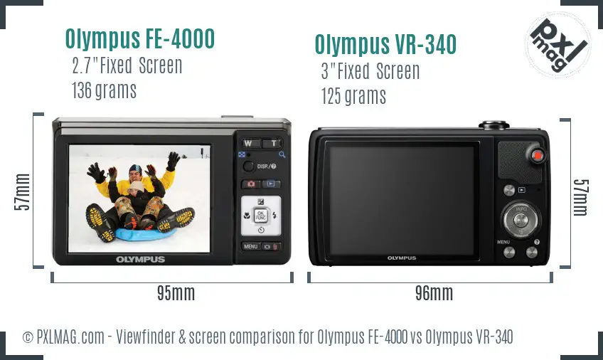 Olympus FE-4000 vs Olympus VR-340 Screen and Viewfinder comparison