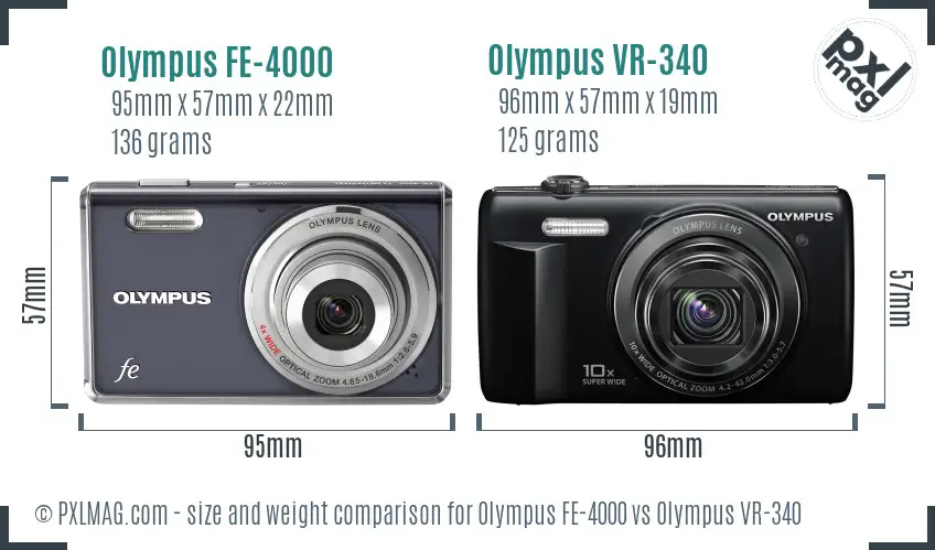 Olympus FE-4000 vs Olympus VR-340 size comparison