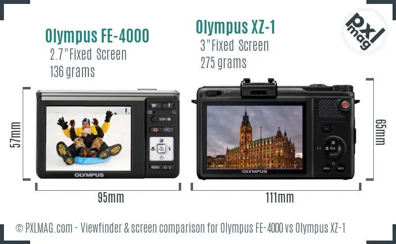 Olympus FE-4000 vs Olympus XZ-1 Screen and Viewfinder comparison