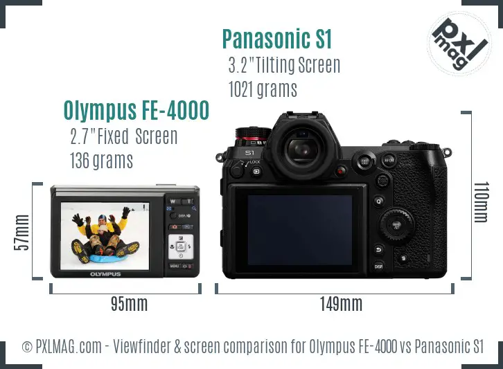 Olympus FE-4000 vs Panasonic S1 Screen and Viewfinder comparison
