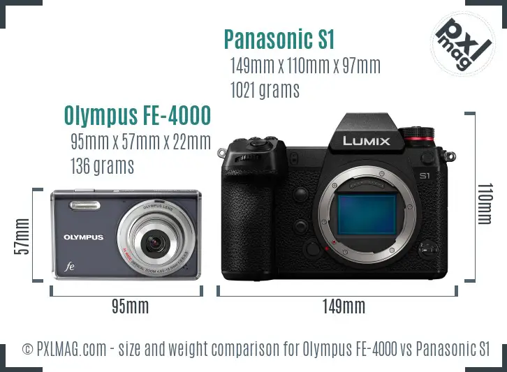Olympus FE-4000 vs Panasonic S1 size comparison