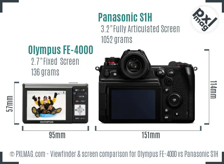 Olympus FE-4000 vs Panasonic S1H Screen and Viewfinder comparison